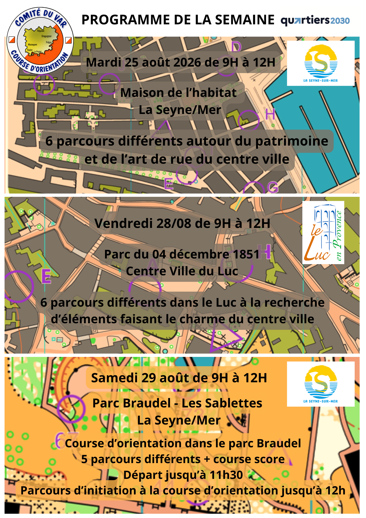Programme semaine 24 au 29 août